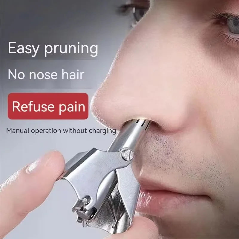Manual Nose & Ear Hair Trimmer — Stainless Steel, No Battery