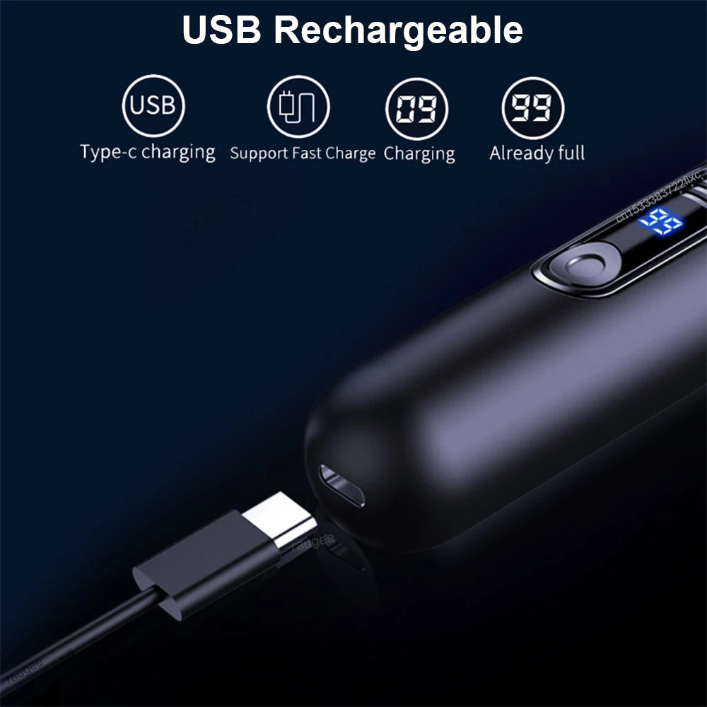 Rechargeable Nose & Ear Hair Trimmer with LED Battery Display