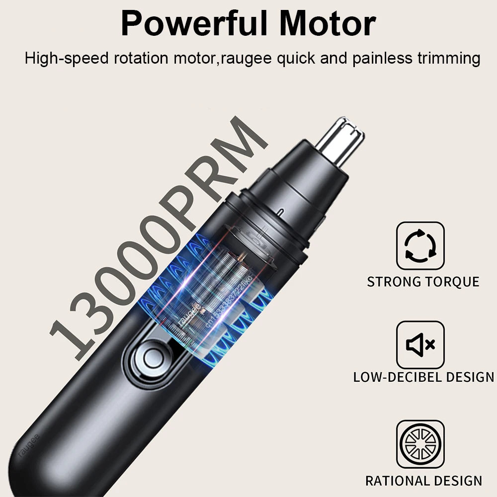 Rechargeable Nose & Ear Hair Trimmer with LED Battery Display