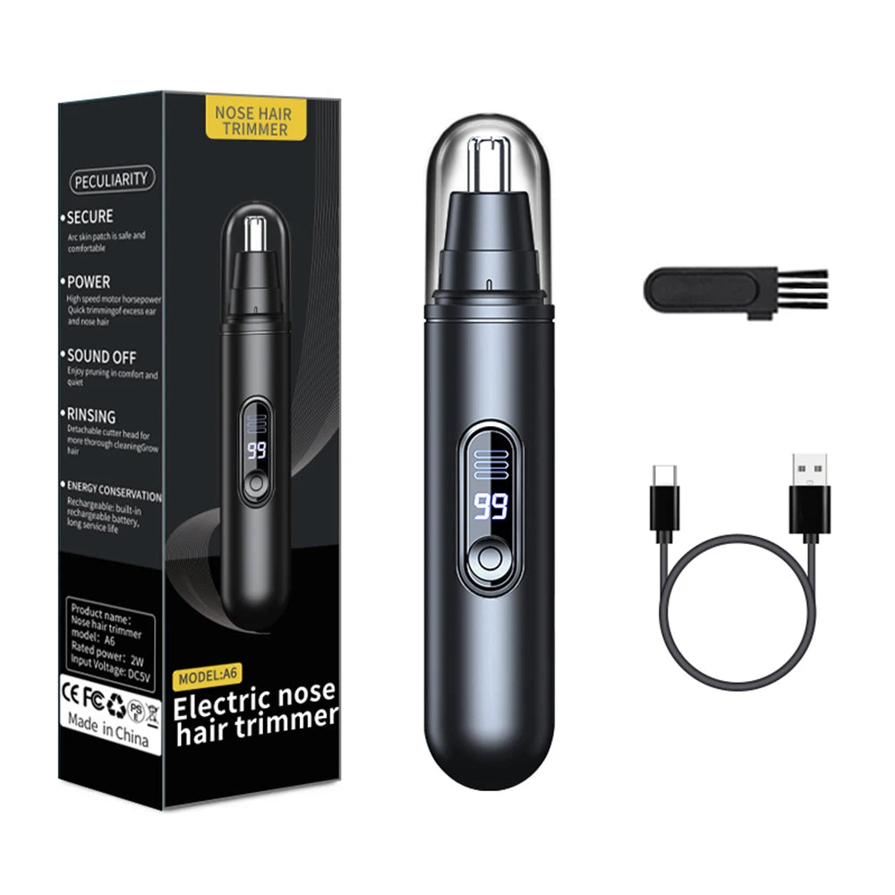 Rechargeable Nose & Ear Hair Trimmer with LED Battery Display