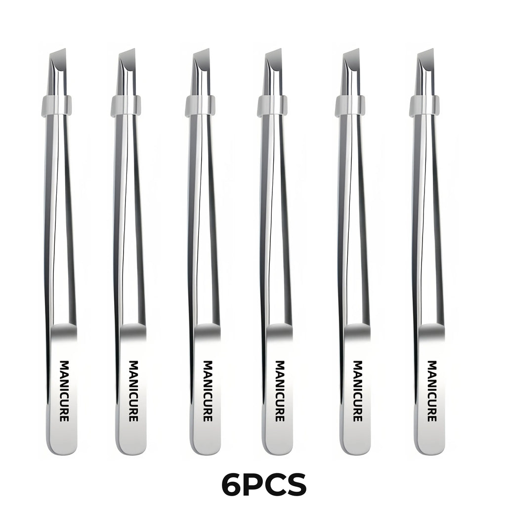 Slant-Tip Stainless Steel Tweezers — Eyebrow Tool