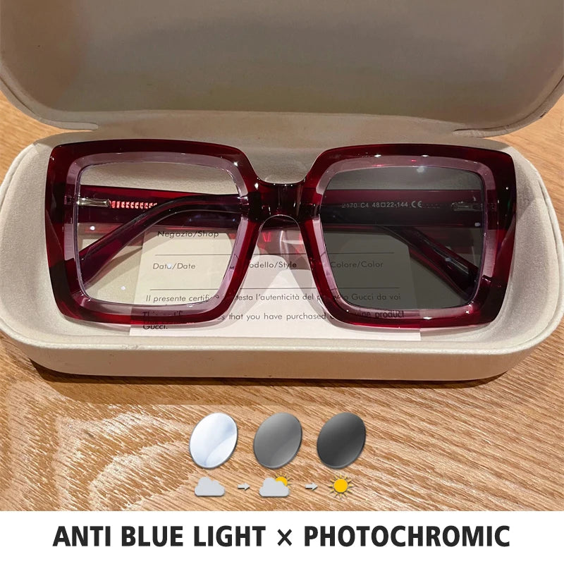 Photochromic Blue Light Blocking Reading Glasses — Square Frame