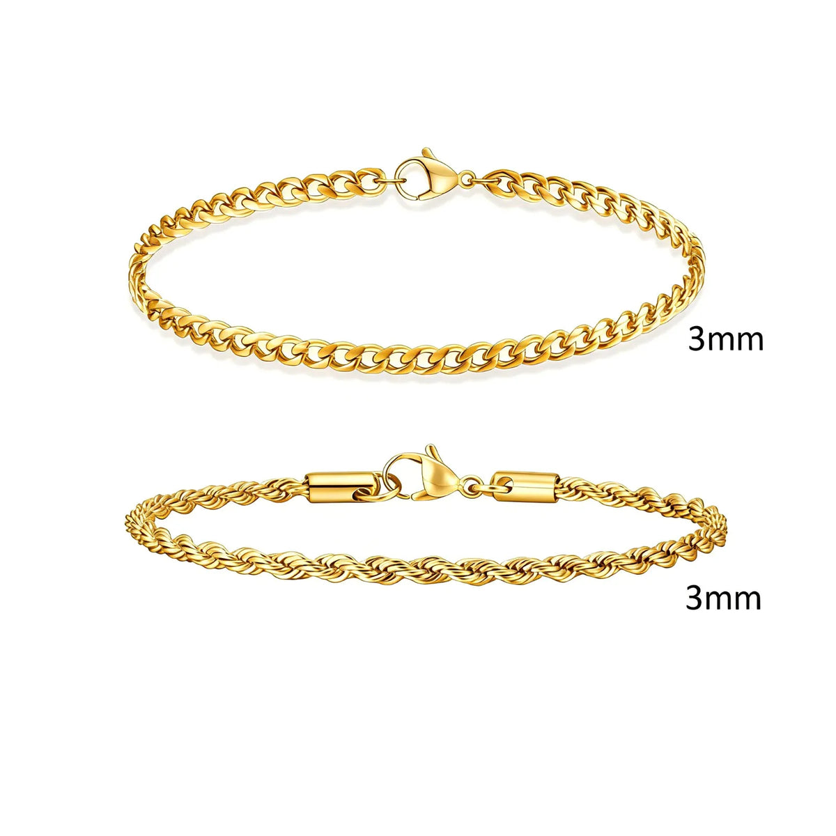 Men's Stainless Steel Chain Bracelet Set (2-Piece)