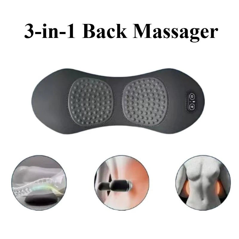 3-in-1 Electric Back Massager — Heat, Vibration & Traction