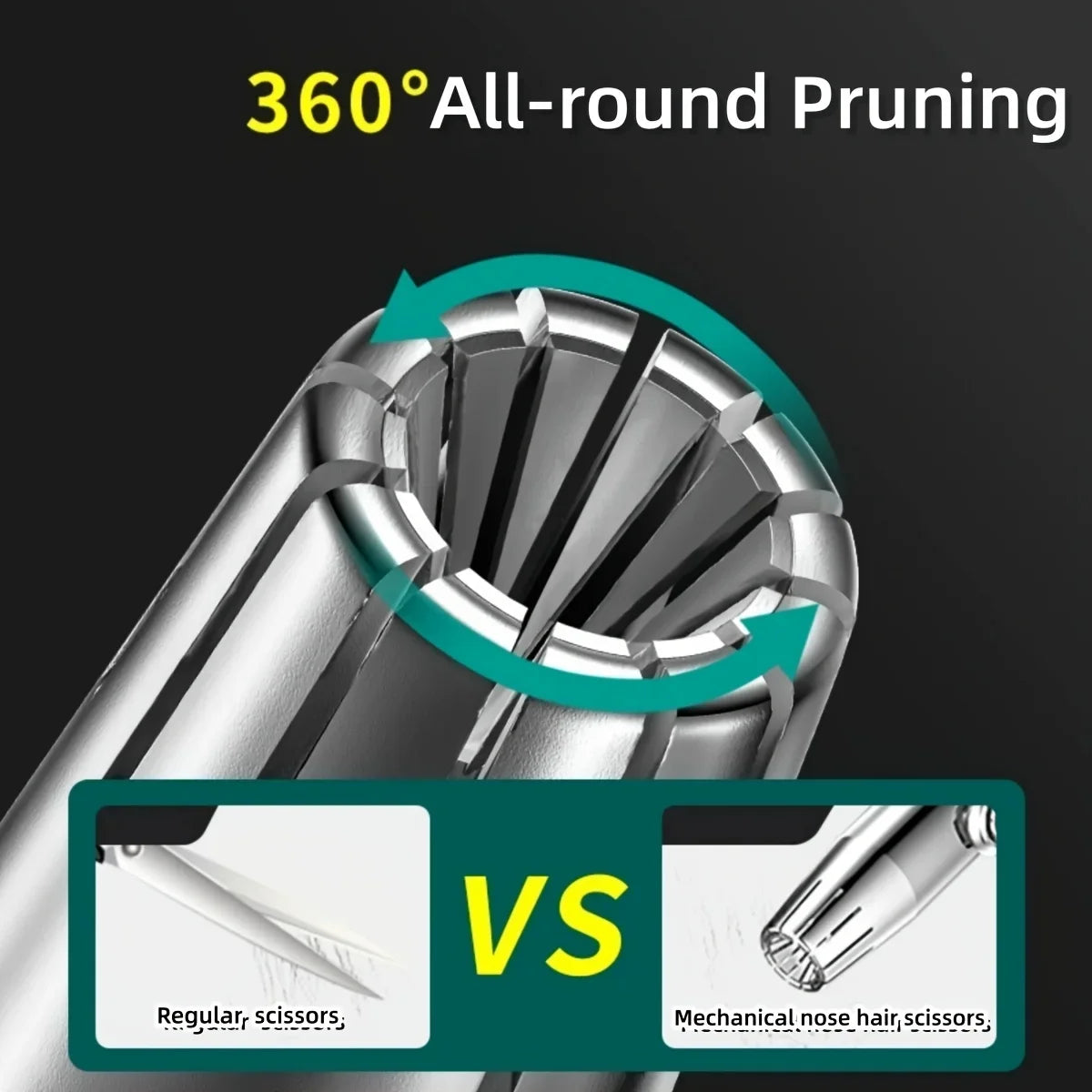 Manual Nose & Ear Hair Trimmer — Stainless Steel, No Battery