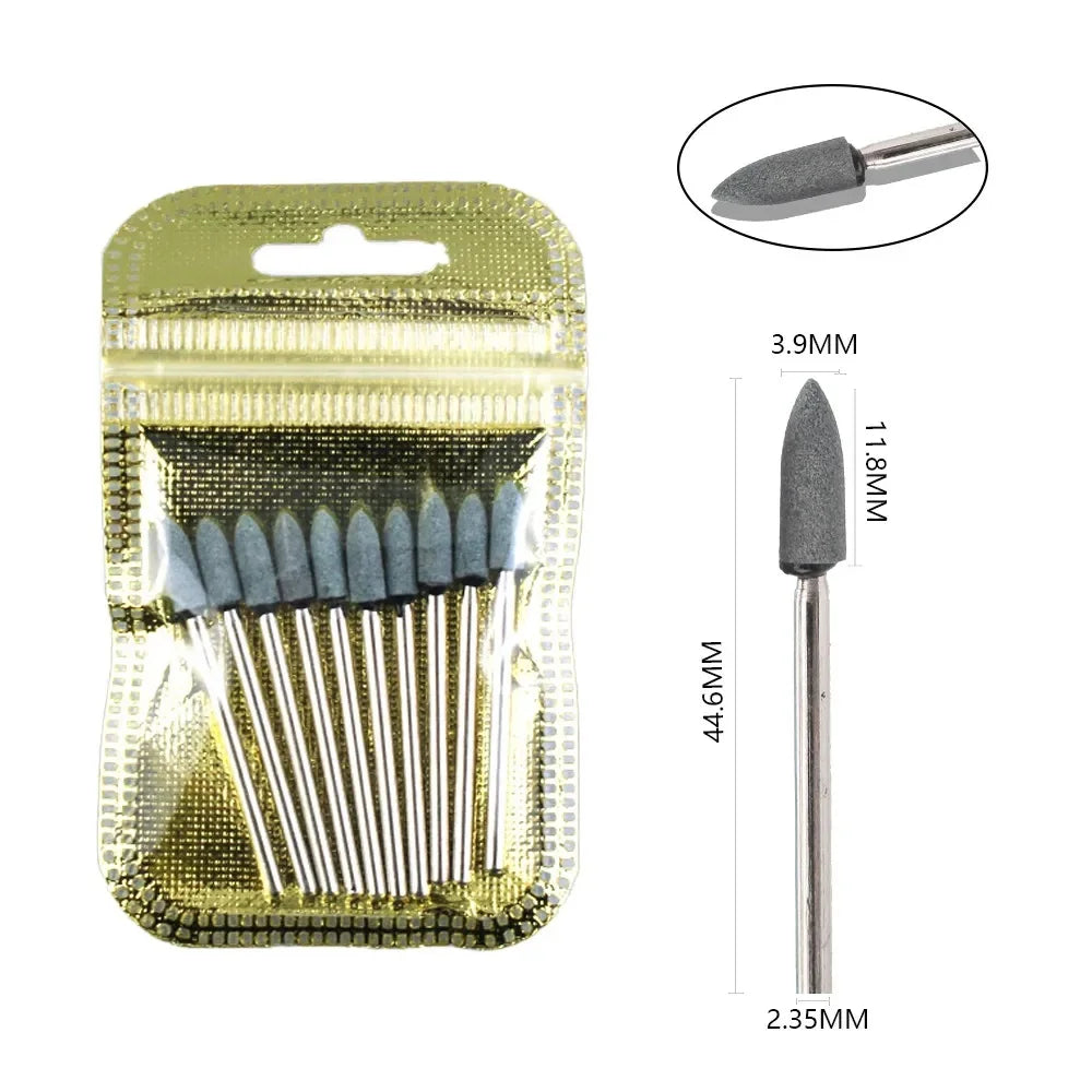 10-Piece Diamond Nail Drill Bit Set — 2.35mm Shank