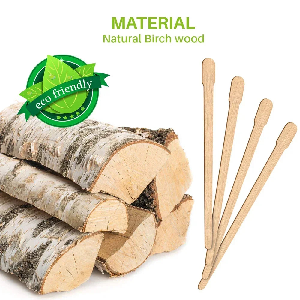 Wooden Wax Applicator Sticks — 100 Pack