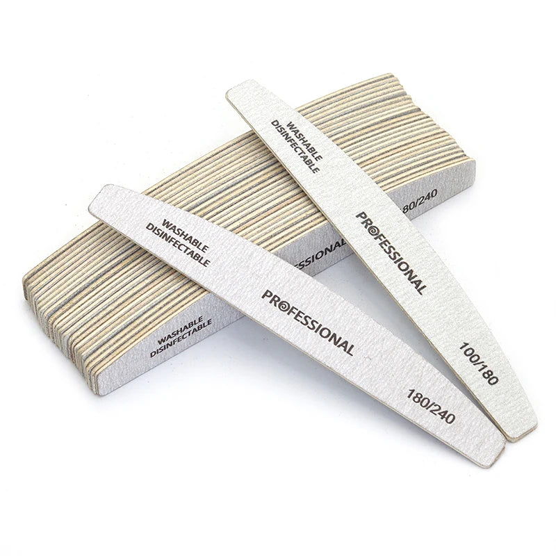 Wooden Nail File Set — 10 Double-Sided Buffers, 100/180 Grit